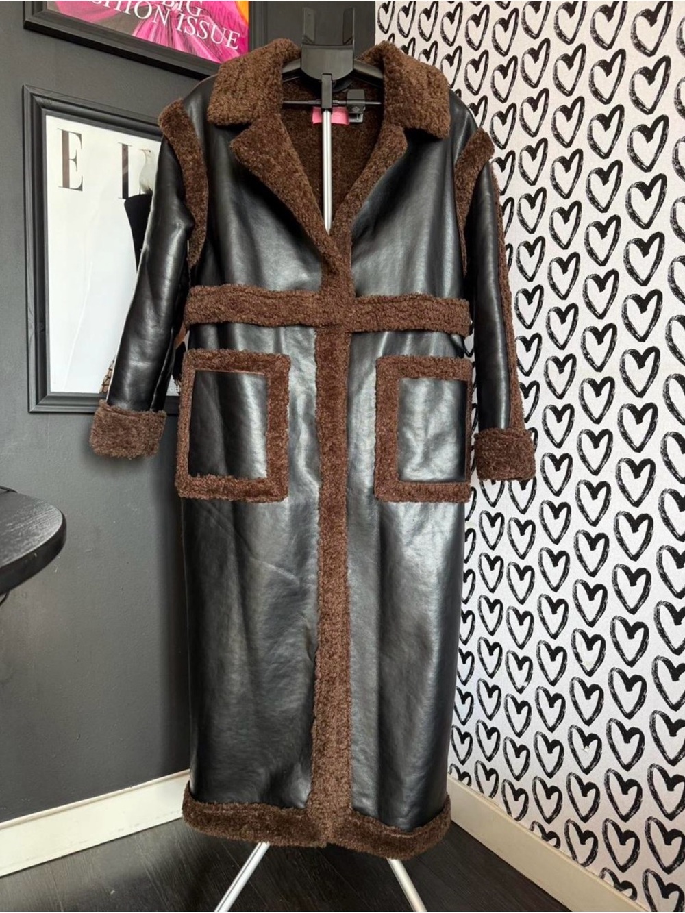 Azalea Wang Leather Shearling Coat